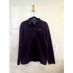 Eddie Bauer Men’s Purple Quarter Zip Fleece Pullover Large Outdoor Sweater